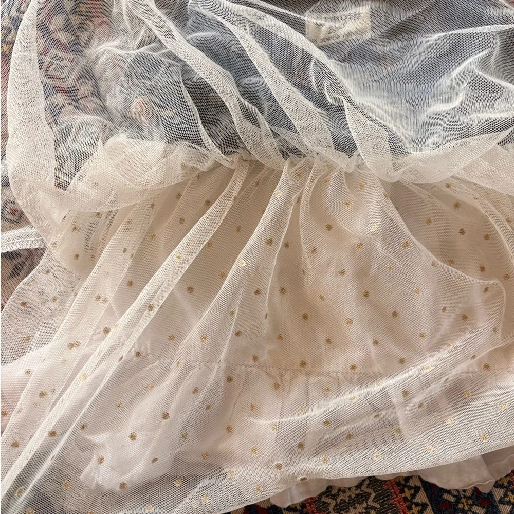 Vintage Osh Kosh Authentic Denim Tulle Polka Dot Blue White Dress 24M